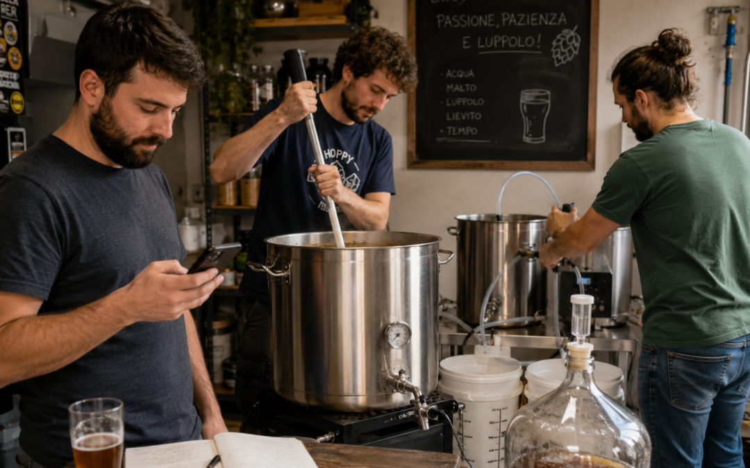 homebrewer al lavoro